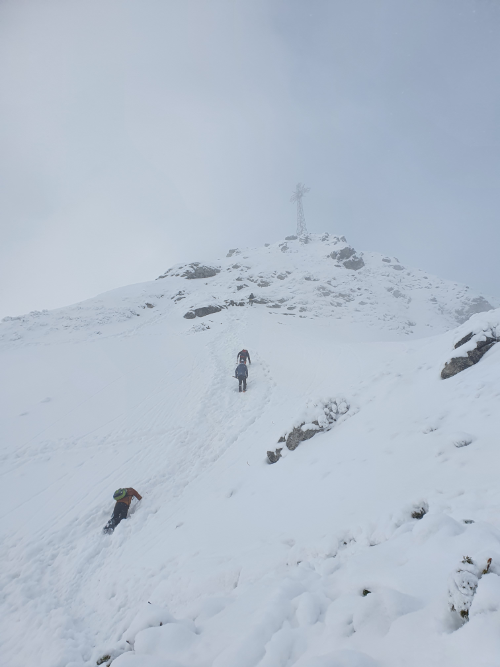 Photo of climbing on Giewont in winter